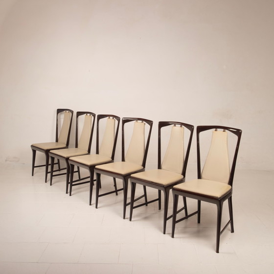 Osvaldo Borsani Sedie da Pranzo Italiane Mid Century in Mogano Tinto per ABV 1950 – Wood, Mid Century Modern (photo 5 of 20)