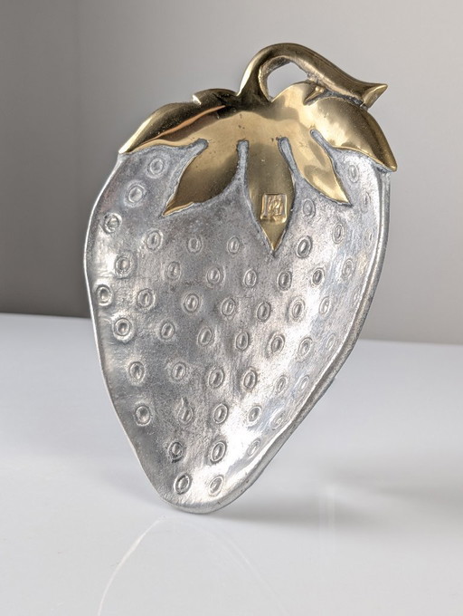 Vassoio per fragole in ottone e alluminio di David Marshall, Spagna, anni '70