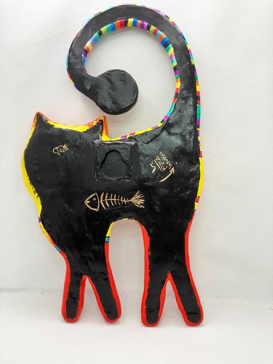 Image 1 of Cat figurine for the wall. Handcrafted by the artist.