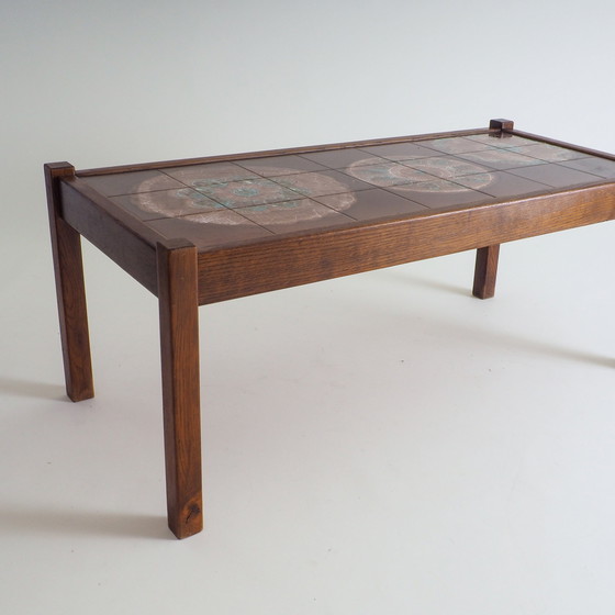 Image 1 of Mid Century Houten Salontafel Met Keramische Tegels Top