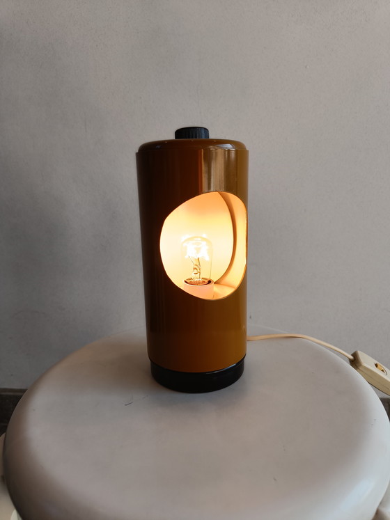 Image 1 of Pair of Vintage Italian Table Lamps, Mustard Yellow Selene Style ABM, Space Age Design, 1970s