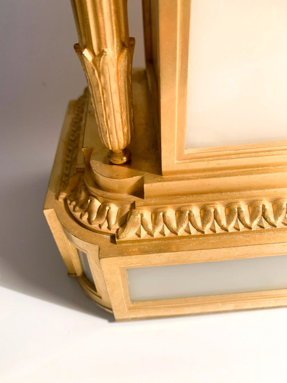 Raingo Frères Louis XVI Style Alabaster and Gilt Bronze Table Clock, 19th Century, Decorative Objects, Gold (photo 5 of 15)