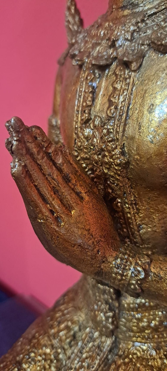 Ange thaïlandais antique, Sculptures, Bronze, Laiton, Doré (photo 9 sur 10)