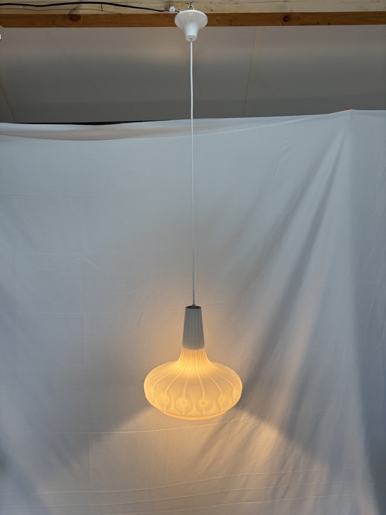 Image 1 of Vintage Peill & Putzler space age pendant lamp white frosted glass