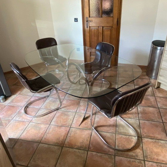 Image 1 of Table Boris Tabacoff pour CHRISTOFLE. 1970. Space age.