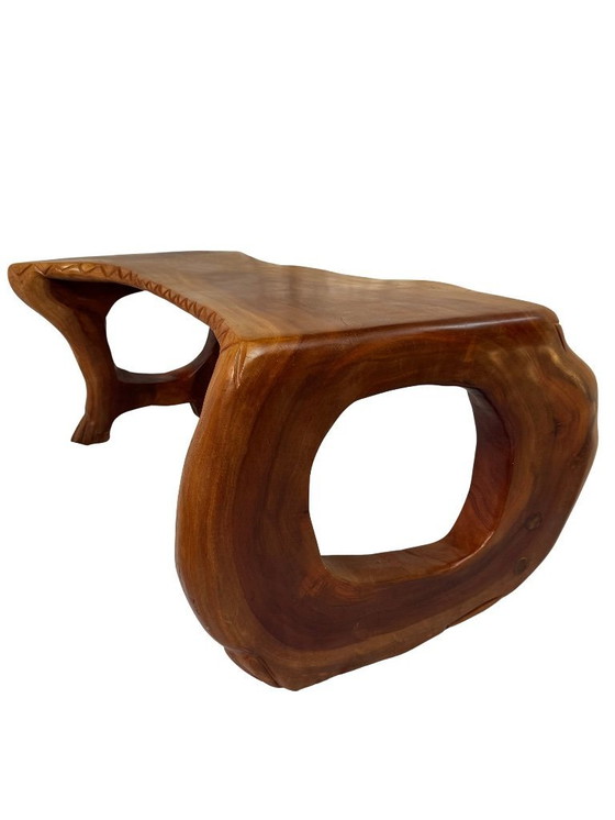Image 1 of Mesa de diseño estilo tronco de árbol: madera maciza de caoba de una sola pieza