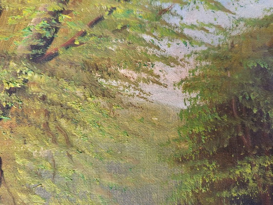 Dipinto a olio vintage di paesaggio forestale su tela – Dipinti e disegni (photo 7 of 10)