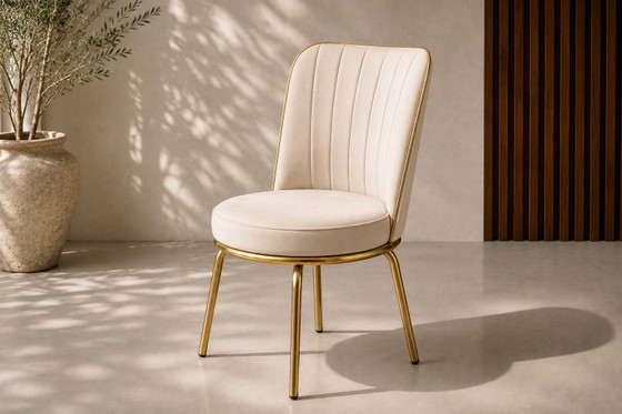 Set di 4 sedie da pranzo di lusso | Crema e oro – Cotton (photo 4 of 5)