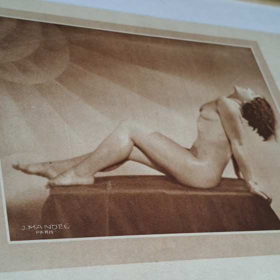 Image 1 of Photographie originale de nu Art déco de J. Mandel, Paris – Tirage sépia français – Encadrée