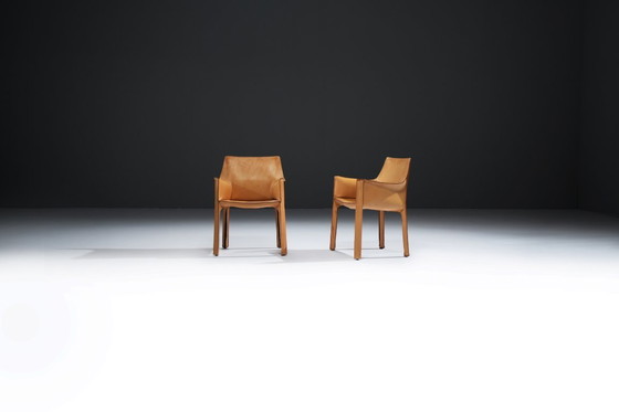 Image 1 of Stunning natural leather Cab 413 dining chair by Mario Bellini for CASSINA Italy