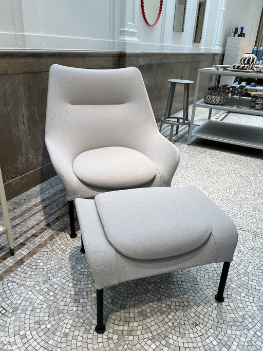 HAY O2 Loungestoel + Ottoman in zachtgrijs