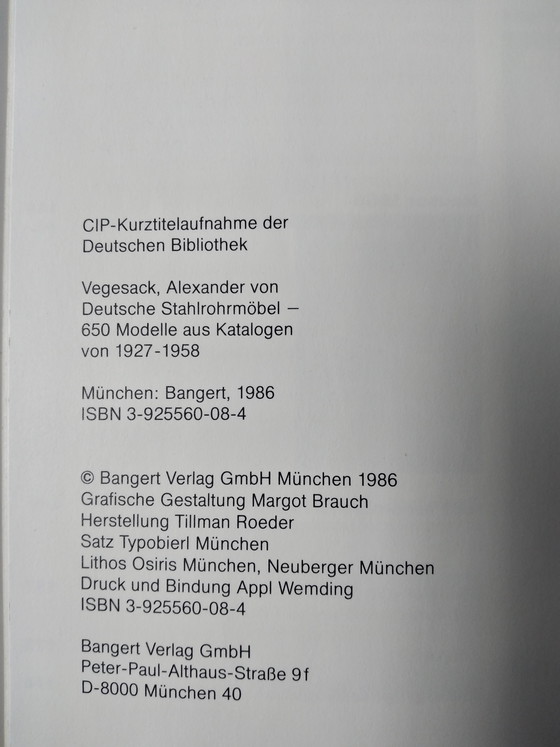 Image 1 of Libro. Deutsche Stahlrohrmöbel, 1986. Alexander von Vegesack.