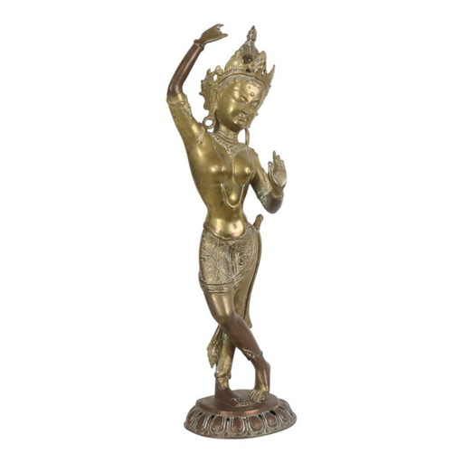 Grande statua di Mayadevi in ​​ottone, Madre di Buddha, 52 cm – beeldhouwkunst, Brass (photo 2 of 14)