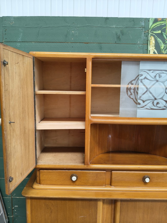 Vintage Art Deco Style Buffet Cabinet – Sideboard cabinet, Glass, Wood (photo 10 of 12)