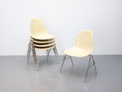 Sedia da pranzo vintage / fibra di vetro metallo / metallo ecru / set di 6 DSS Eames – Herman Miller (photo 5 of 5)