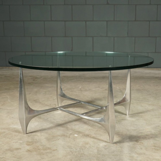 Vintage Aluminium Coffee Table – Knut Hesterberg For Ronald Schmitt – 1960s – Glass (photo 10 of 12)