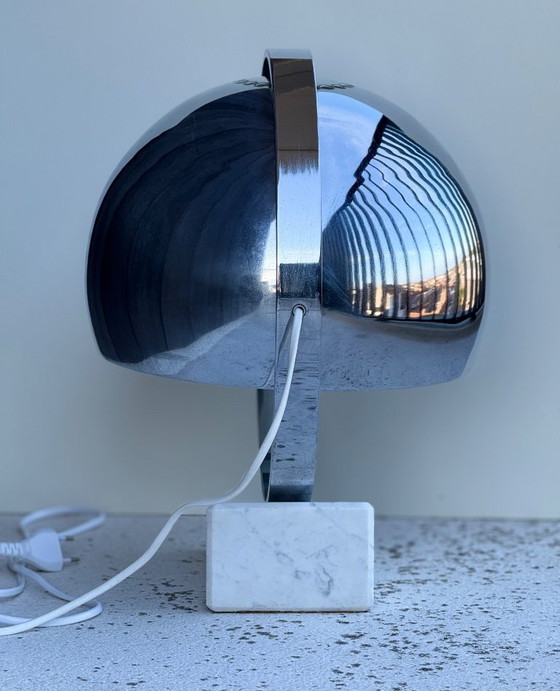 Image 1 of Vintage Space Age table lamp with marble base and swivel chrome metal shade