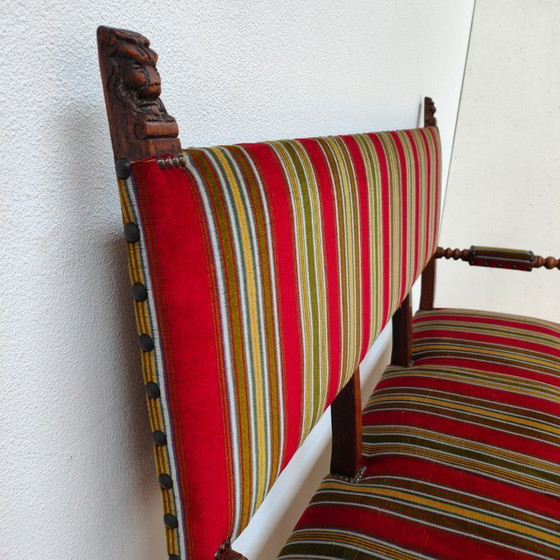 Image 1 of Banc antique en chêne français, banc d'entrée, banc de salle à manger, banc de table à manger c