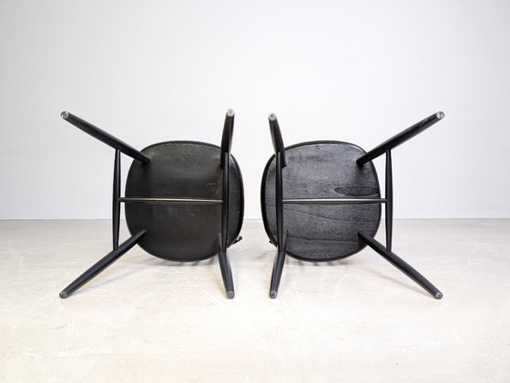 Image 1 of 2er Set Midcentury Stuhl Ilmari Tapiovaara Vintage Holzsprossen schwarz