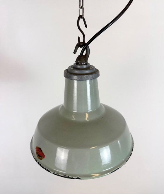 Image 1 of Industriële grijze geëmailleerde hanglamp van Thorlux uit de jaren 60.