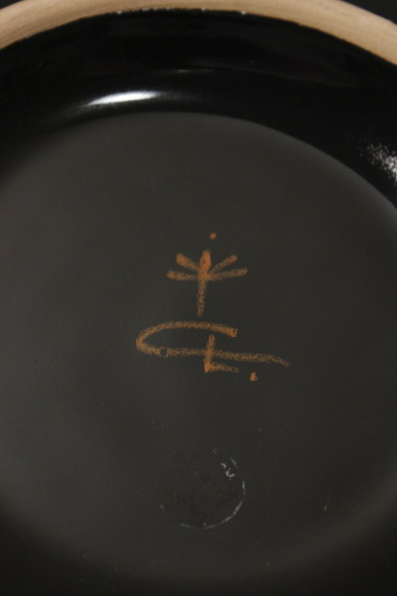 Image 1 of Grande piatto decorativo in ceramica con finiture dorate di Libero Cellarosi, Italia, anni '70