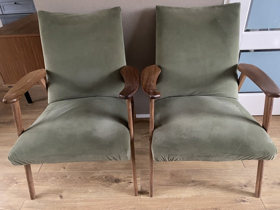 Image 1 of 2 vintage Scandinavische stoeltjes teak jaren 60