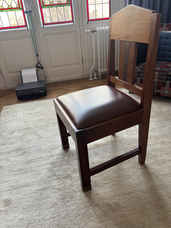 Image 1 of Art Deco School Amsterdamse cantoor con ufficio, dressoir con rood marmer blad e 2 stoelen