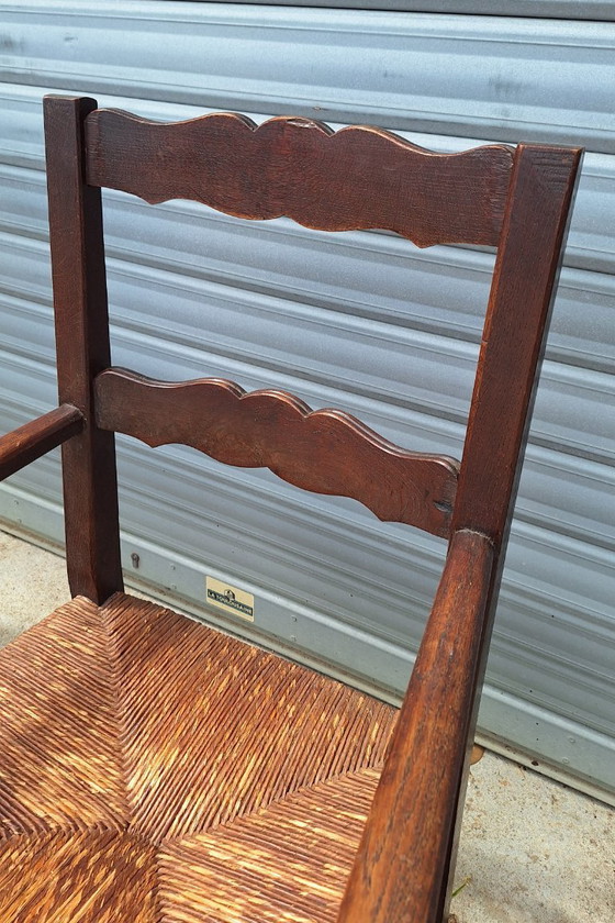 Image 1 of Coppia di poltrone rustiche in legno e paglia