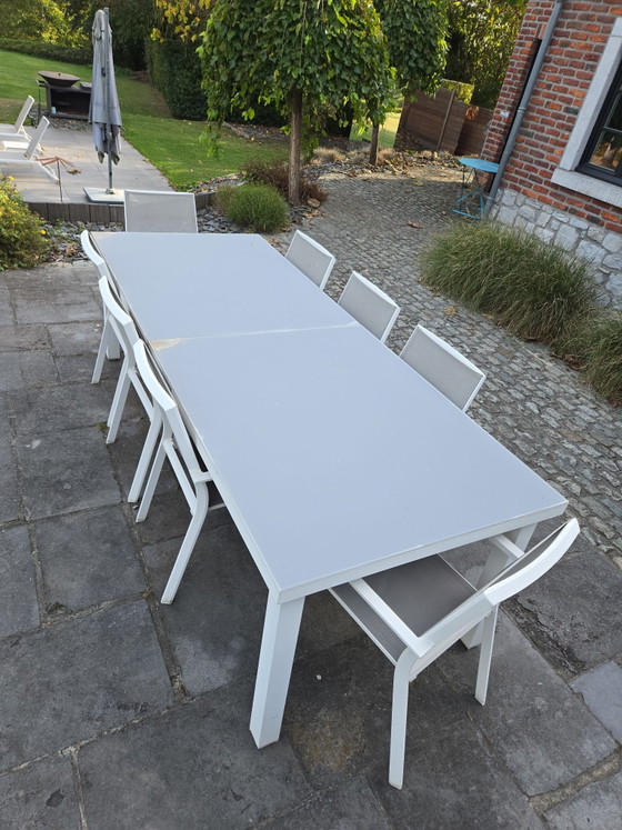 Tavolo da giardino e 8 sedie – Set da giardino, Tessile, Vetro (photo 5 of 8)