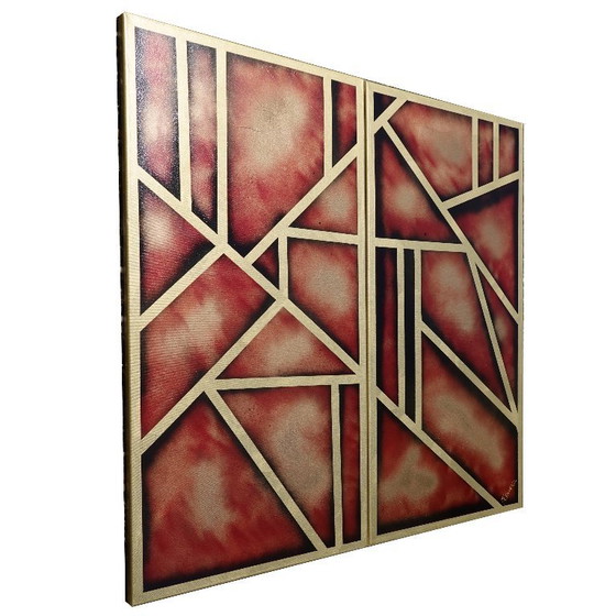 Image 1 of Abstraction A955 - Tableau abstrait prêt à accrocher XXL