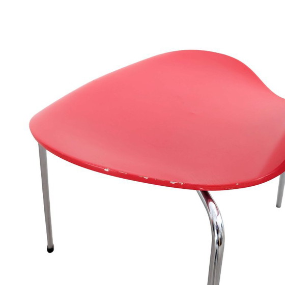 Set di 3 Sedie Originali Arne Jacobsen Serie 7 Fritz Hansen rosse, Sedie da camera, Legno, Rosso (foto 8 di 12)