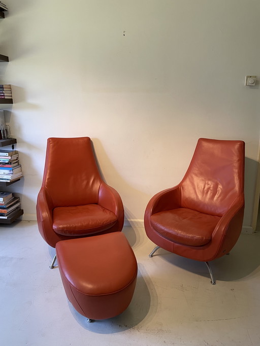 Rolf Benz Armchairs With Hocker