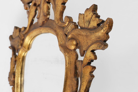 Image 1 of Paire de deux miroirs en bois doré de style rococo vénitien, vers 1850 Italie