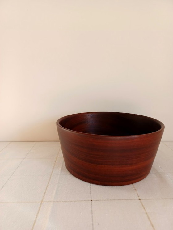 Image 1 of Vintage '70 massieve walnoot houten schaal. 