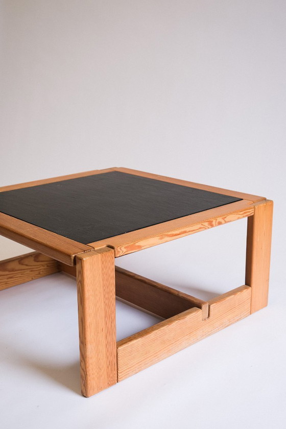 Image 1 of Tavolino da caffè vintage con piano in ardesia