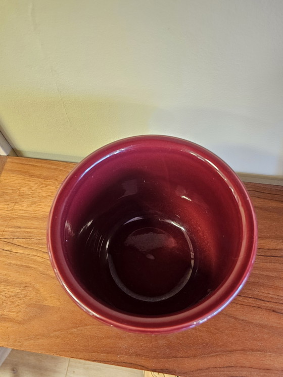 Image 1 of Vintage West Germany Flowerpot - Deep Red Earthenware