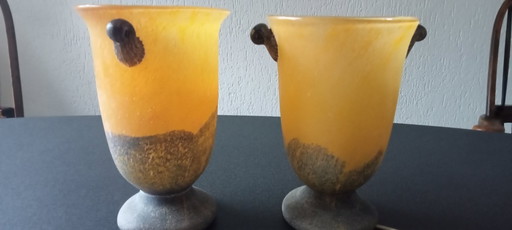 Ensemble de lampes de table en verre de Murano en forme de calice