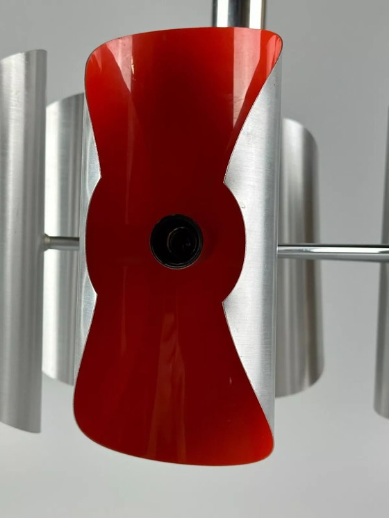 Image 1 of 60's 70's Lustre Sputnik à 6 flammes en métal Chrome Space Age Design