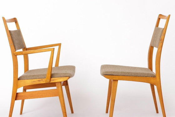 Image 1 of Ensemble de 3 chaises vintage en hêtre, 2 chaises et 1 fauteuil, années 1970, Allemagne