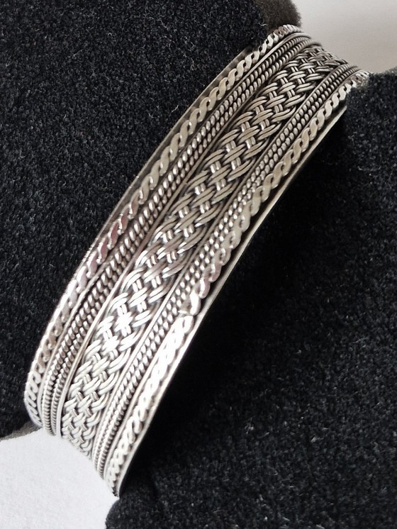 Image 1 of Silver bracelet - Silver clamp bracelet - 80s - 925