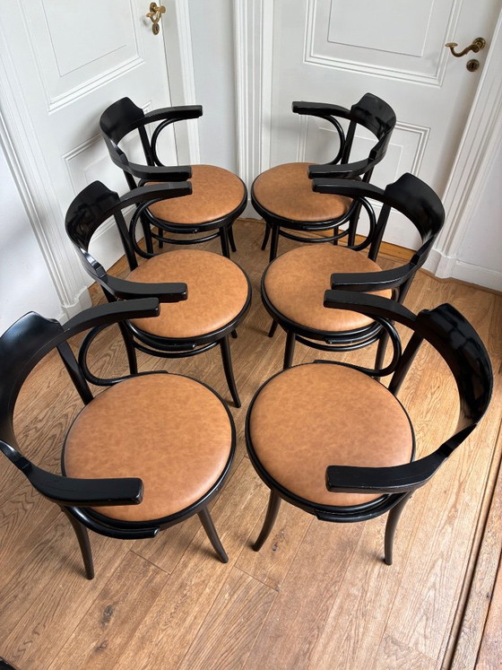 6x black Thonet style Armchairs with leather seat – Wood (photo 14 of 17)