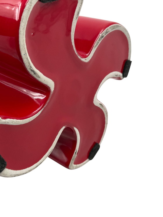 Image 1 of Franco Bettonica, vase en céramique rouge rare de l'âge de l'espace, Gabbianelli Italie vers 1970