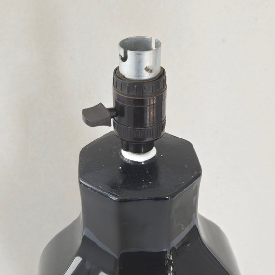 Image 1 of MAGNIFICENT ART DECO TABLE LAMP 1920-1930 IN BLACK & SILVER CERAMIC 20S 30S