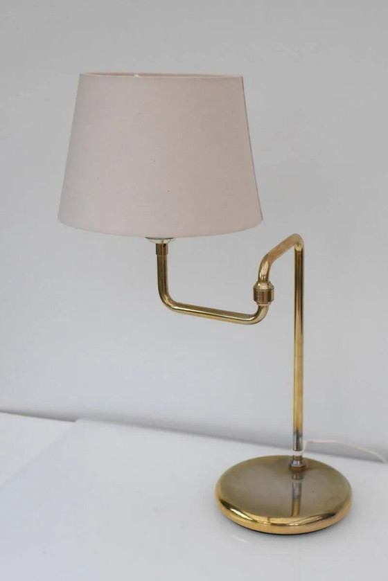 Image 1 of Scandinavian brass swing arm table lamp