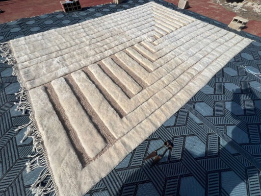 Extra groot, hoogwaardig Mrirt-tapijt 400 x 300 cm – Handgeweven Marokkaans wollen tapijt