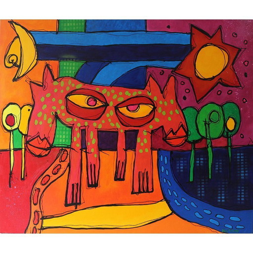 large painting 'night horse'