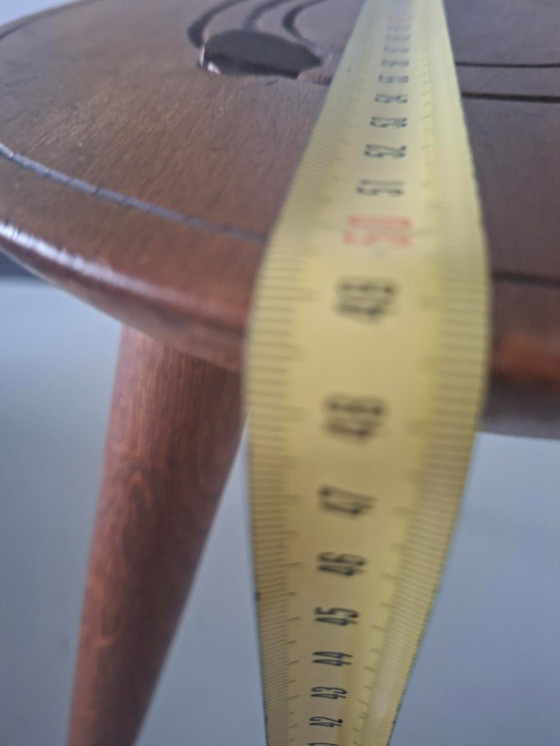 Image 1 of Tabouret trépied vintage milieu du siècle, table à plantes avec fer à cheval