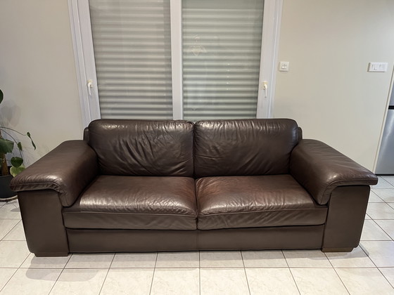 Image 1 of Canapé 3 posti in cuoio marrone Natuzzi
