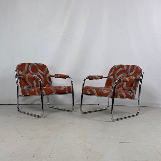 Image 1 of Bauhaus-Style Reupholstered Armchairs, 1990s