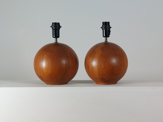 Image 1 of Pair of vintage mid-century teak table lamps from Kirk Copenhagen
